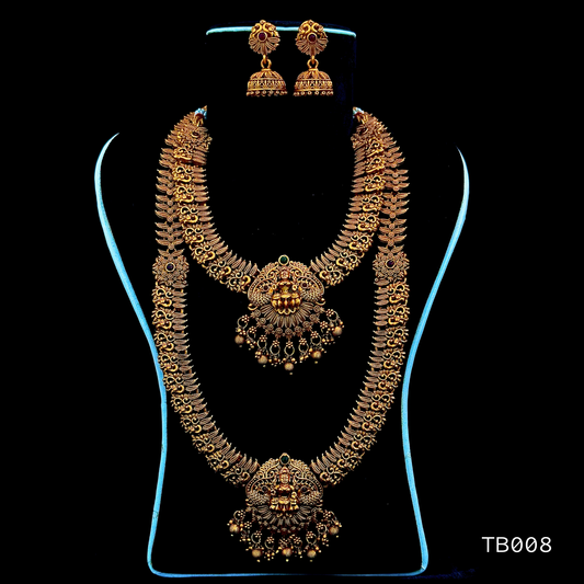 Brass Plated Temple Necklace Set with Goddess Lakshmi Motif – Noor Nepal