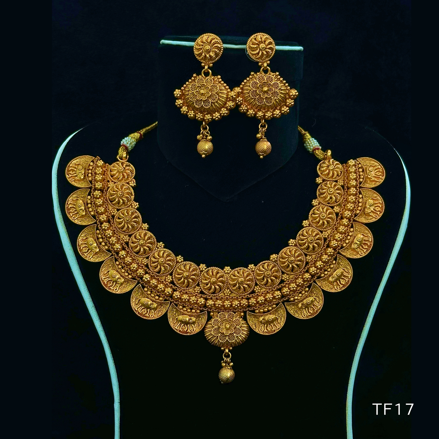 Gold Plated Choker Necklace Set with Elephant Motif - Noor Nepal