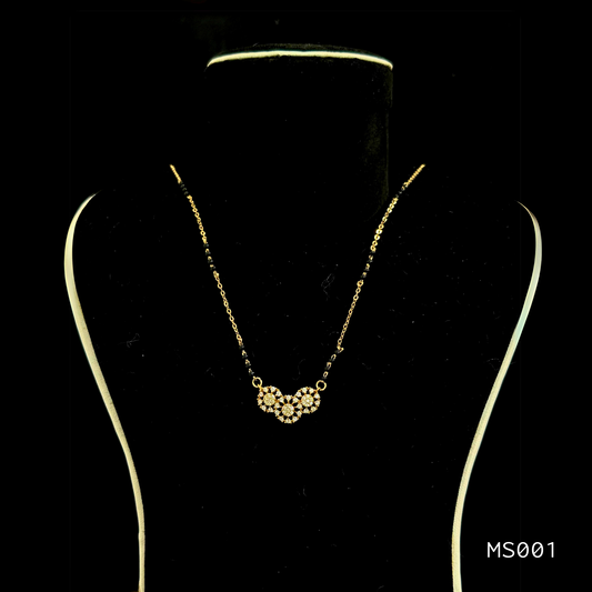 Brass Plated Mangalsutra with Floral & Symmetrical Design – Noor Nepal