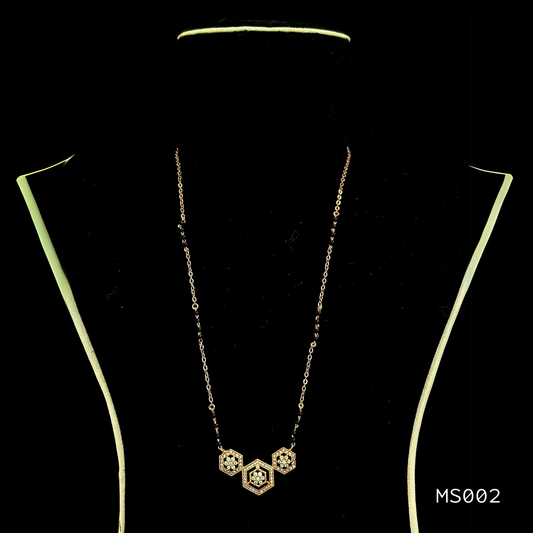 Brass Plated Mangalsutra Set with Geometric Floral Design – Noor Nepal