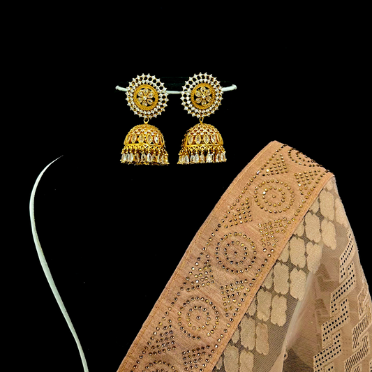 Brass Plated Kundan & Filigree Jhumka – A Timeless Tradition | Noor Nepal