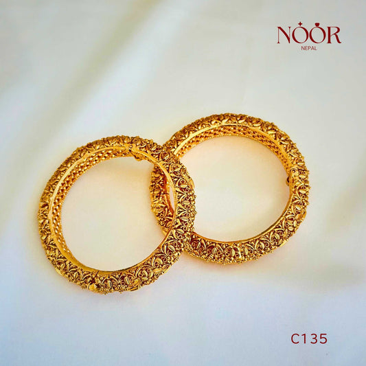 Gold Plated Chura Indian Style Bangle - NoorNepal